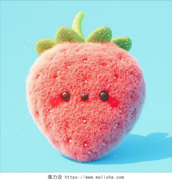 卡通毛绒水果插图-草莓